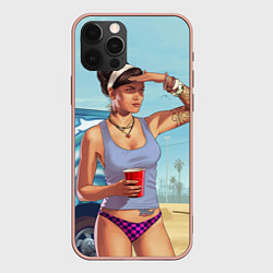 Чехол для iPhone 12 Pro Max Girl with coffee, цвет: 3D-светло-розовый