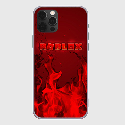 Чехол iPhone 12 Pro Max ROBLOX ОГОНЬ / 3D-Серый – фото 1