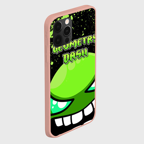 Чехол iPhone 12 Pro Max Geometry Dash Green / 3D-Светло-розовый – фото 2