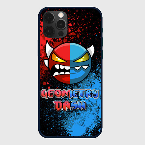 Чехол iPhone 12 Pro Max Geometry Dash Red Blue / 3D-Черный – фото 1