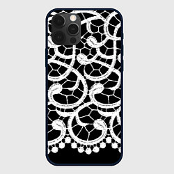 Чехол iPhone 12 Pro Max Черно-белое кружево