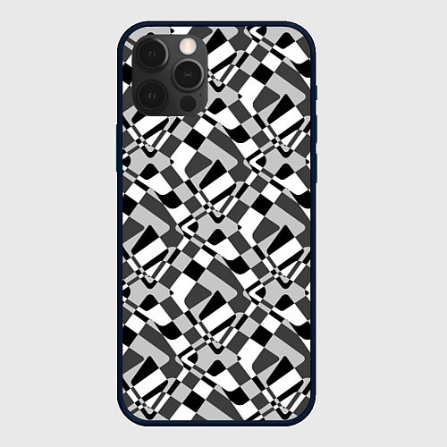 Чехол iPhone 12 Pro Max Черно-белый абстрактный узор / 3D-Черный – фото 1