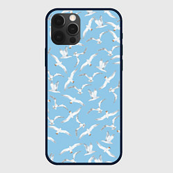 Чехол iPhone 12 Pro Max Чайки в небе паттерн