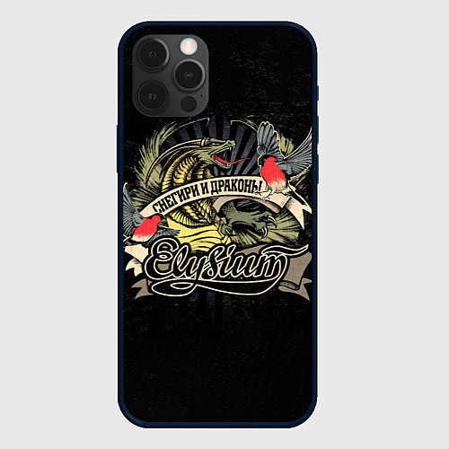 Чехол iPhone 12 Pro Max СНЕГИРИ И ДРАКОНЫ Elysium / 3D-Черный – фото 1