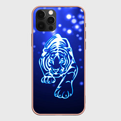 Чехол для iPhone 12 Pro Max Неоновый тигр, цвет: 3D-светло-розовый