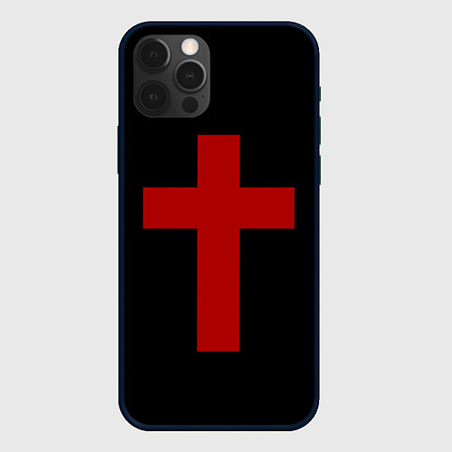 Чехол iPhone 12 Pro Max Красный Крест / 3D-Черный – фото 1