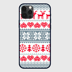 Чехол для iPhone 12 Pro Max Вязаный рисунок, цвет: 3D-черный