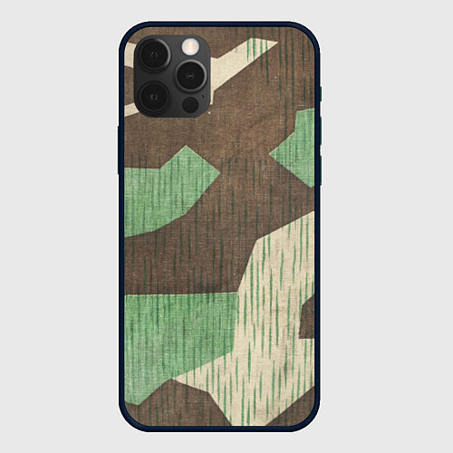 Чехол iPhone 12 Pro Max Камуфляж хаки армейский / 3D-Черный – фото 1
