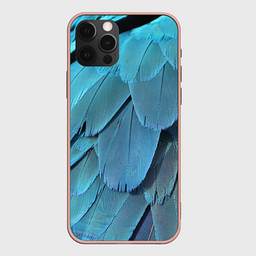 Чехол iPhone 12 Pro Max Перья попугая / 3D-Светло-розовый – фото 1