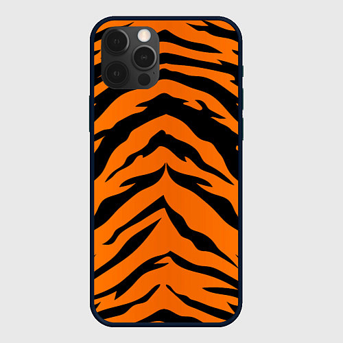 Чехол iPhone 12 Pro Max Шкура тигра / 3D-Черный – фото 1