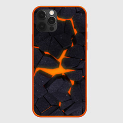 Чехол для iPhone 12 Pro Max ТРЕЩИНЫ ЗЕМЛИ 3D CRACKS НЕОН, цвет: 3D-красный