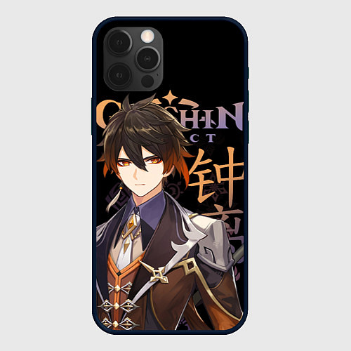 Чехол iPhone 12 Pro Max Чжун Ли, Genshin Impact / 3D-Черный – фото 1