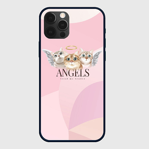 Чехол iPhone 12 Pro Max Кошечки - ангелы / 3D-Черный – фото 1