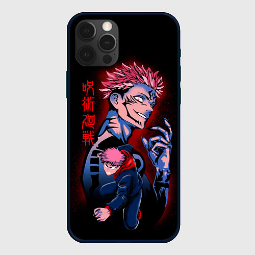 Чехол iPhone 12 Pro Max Магическая битва, Сукуна и Итадори / 3D-Черный – фото 1