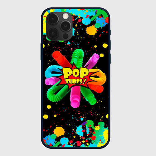 Чехол iPhone 12 Pro Max Pop Tubes, поп трубка pop it / 3D-Черный – фото 1