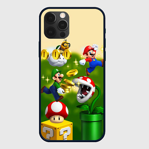 Чехол iPhone 12 Pro Max Mario Coins / 3D-Черный – фото 1