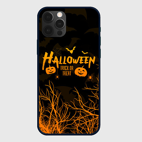 Чехол iPhone 12 Pro Max HALLOWEEN FOREST BATS ЛЕТУЧИЕ МЫШИ В ЛЕСУ ХЕЛЛОУИН / 3D-Черный – фото 1