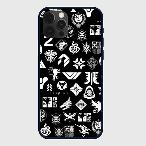 Чехол iPhone 12 Pro Max DESTINY 2 PATTERN GAME LOGO ДЕСТИНИ 2 ПАТТЕРН СИМВ / 3D-Черный – фото 1