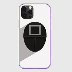 Чехол для iPhone 12 Pro Max Игра в кальмара: Маска квадрат, цвет: 3D-сиреневый