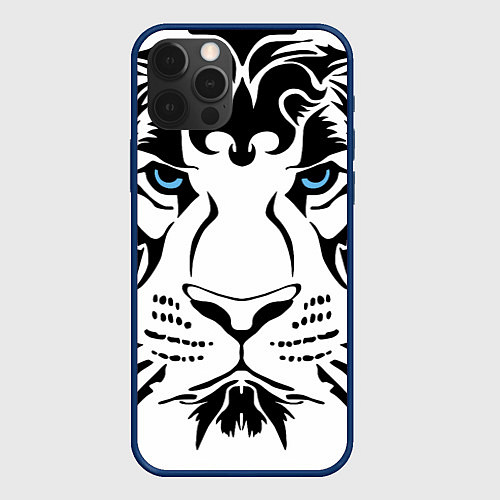 Чехол iPhone 12 Pro Max Водяной голубоглазый тигр / 3D-Тёмно-синий – фото 1
