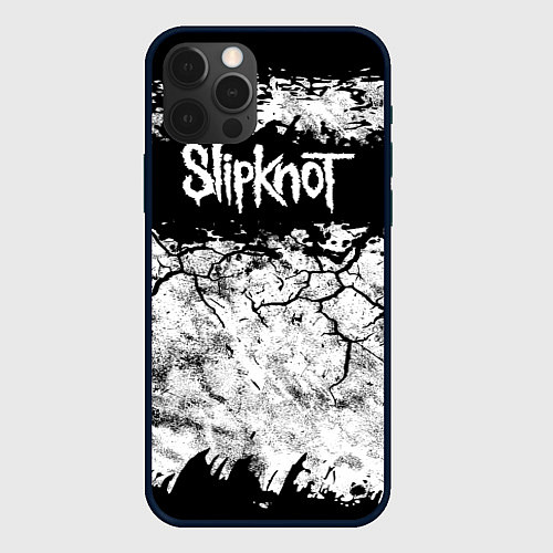 Чехол iPhone 12 Pro Max Надпись Слипкнот Рок Группа ЧБ Slipknot / 3D-Черный – фото 1