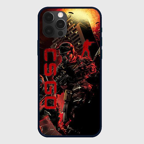 Чехол iPhone 12 Pro Max CS GO SPECIAL OPERATION RED ALERT SKIN КС ГО КРАСН / 3D-Черный – фото 1