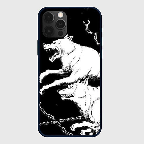 Чехол iPhone 12 Pro Max Белые волки / 3D-Черный – фото 1