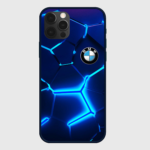 Чехол iPhone 12 Pro Max BMW LOGO 3Д ПЛИТЫ ГЕОМЕТРИЯ / 3D-Черный – фото 1