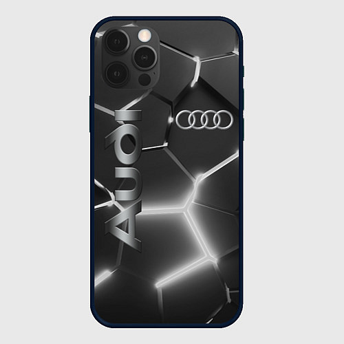 Чехол iPhone 12 Pro Max AUDI GREY 3D ПЛИТЫ / 3D-Черный – фото 1