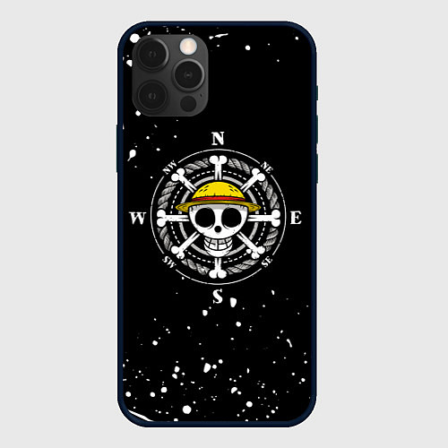 Чехол iPhone 12 Pro Max ONE PIECE ВАН ПИС ЧЕРЕП БРЫЗГИ КРАСОК / 3D-Черный – фото 1