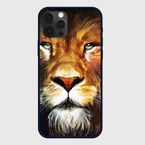 Чехол iPhone 12 Pro Max Лев царь зверей / 3D-Черный – фото 1