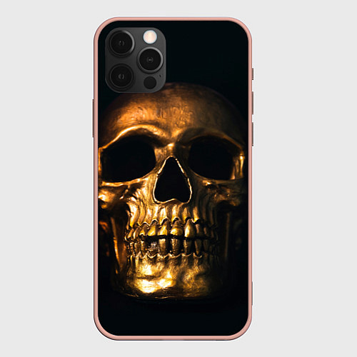Чехол iPhone 12 Pro Max Gold Skull / 3D-Светло-розовый – фото 1