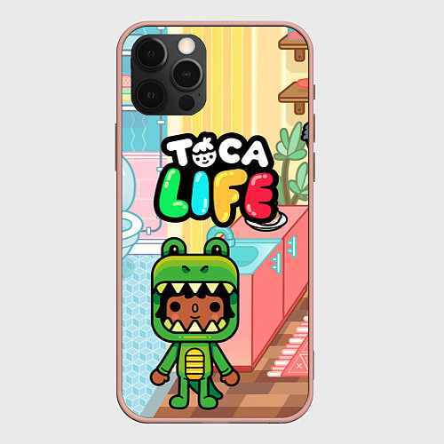 Чехол iPhone 12 Pro Max Toca Life: Crocodile / 3D-Светло-розовый – фото 1