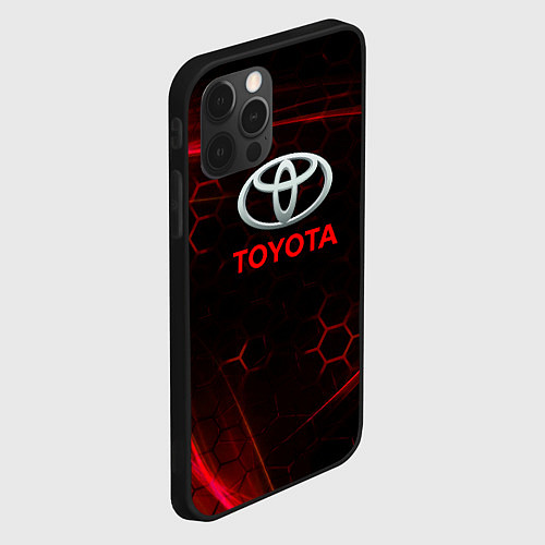 Чехол iPhone 12 Pro Max Toyota Неоновые соты / 3D-Черный – фото 2