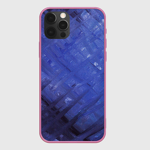 Чехол iPhone 12 Pro Max Синие акварельные мазки / 3D-Малиновый – фото 1