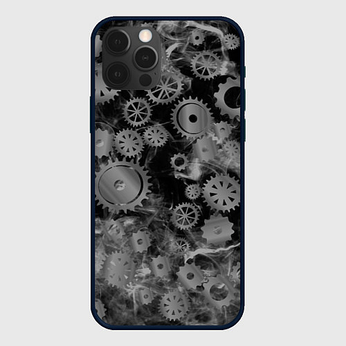 Чехол iPhone 12 Pro Max Механизм и дым, стимпанк / 3D-Черный – фото 1