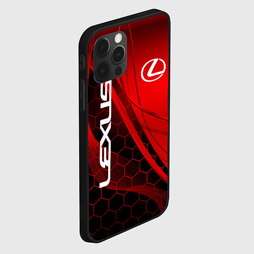 Чехол iPhone 12 Pro Max LEXUS RED GEOMETRY ЛЕКСУС / 3D-Черный – фото 2