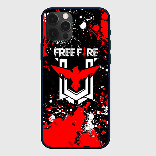 Чехол iPhone 12 Pro Max Free Fire: Брызги и капли красок / 3D-Черный – фото 1
