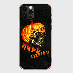 Чехол для iPhone 12 Pro Max Helloween череп тыква scull pumkin, цвет: 3D-светло-розовый