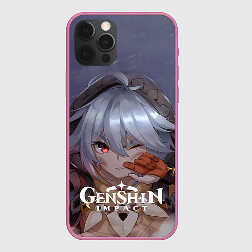 Чехол iPhone 12 Pro Max Genshin Impact: Razor Genshin / 3D-Малиновый – фото 1