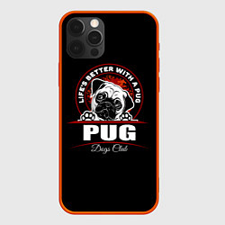 Чехол для iPhone 12 Pro Max Мопс Pug, цвет: 3D-красный