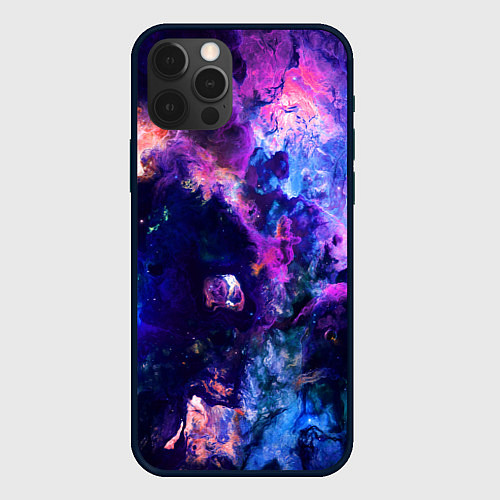 Чехол iPhone 12 Pro Max НЕОНОВЫЕ КОСМОС NEON SPACE / 3D-Черный – фото 1