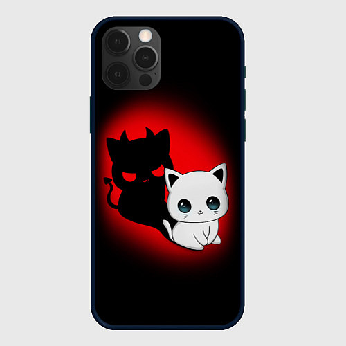 Чехол iPhone 12 Pro Max КОТИК ДЬЯВОЛ KITTY DEVIL / 3D-Черный – фото 1