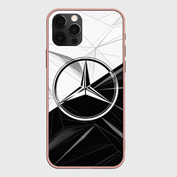 Чехол для iPhone 12 Pro Max MERCEDES-BENZ МЕРСЕДЕС-БЕНЗ BLACK AND WHITE, цвет: 3D-светло-розовый