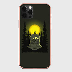 Чехол для iPhone 12 Pro Max Шокированный пришелец в лесу, цвет: 3D-светло-розовый