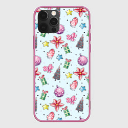 Чехол для iPhone 12 Pro Max Good New Year Spirit, цвет: 3D-малиновый