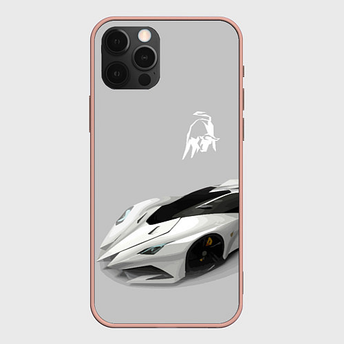 Чехол iPhone 12 Pro Max Lamborghini Concept sketch / 3D-Светло-розовый – фото 1