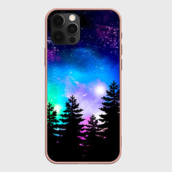 Чехол iPhone 12 Pro Max Космический лес, елки и звезды