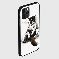 Чехол для iPhone 12 Pro Max Котик с пистолетом на стене мем, цвет: 3D-черный — фото 2