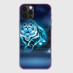 Чехол для iPhone 12 Pro Max Молниеносный тигр, цвет: 3D-малиновый